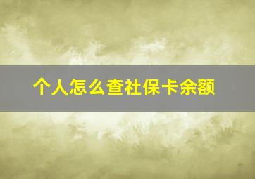 个人怎么查社保卡余额