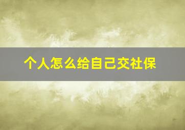 个人怎么给自己交社保