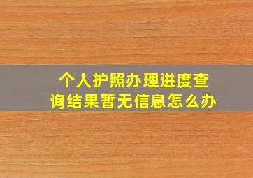 个人护照办理进度查询结果暂无信息怎么办