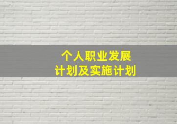 个人职业发展计划及实施计划