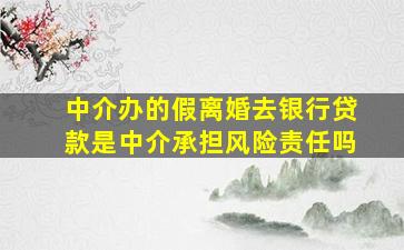 中介办的假离婚去银行贷款是中介承担风险责任吗