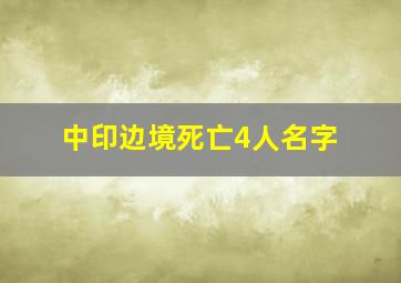 中印边境死亡4人名字