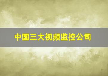 中国三大视频监控公司