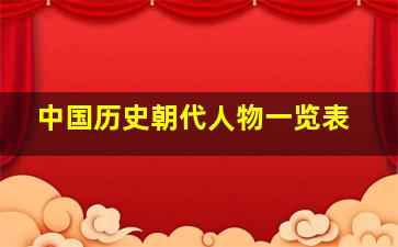 中国历史朝代人物一览表