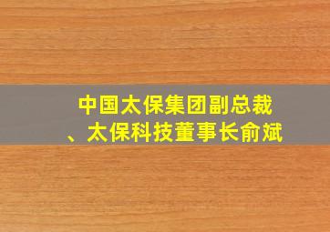 中国太保集团副总裁、太保科技董事长俞斌