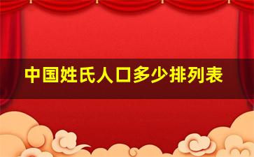 中国姓氏人口多少排列表