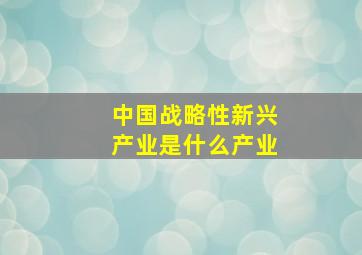 中国战略性新兴产业是什么产业