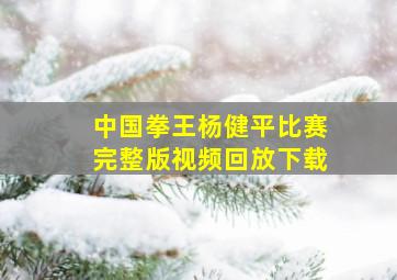 中国拳王杨健平比赛完整版视频回放下载