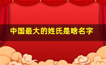 中国最大的姓氏是啥名字