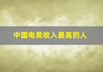 中国电竞收入最高的人