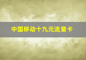 中国移动十九元流量卡