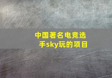 中国著名电竞选手sky玩的项目