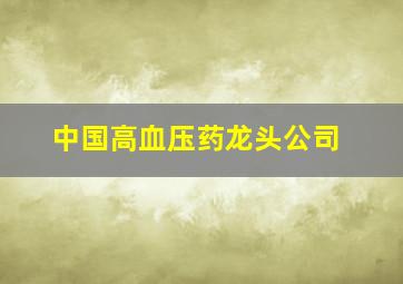 中国高血压药龙头公司