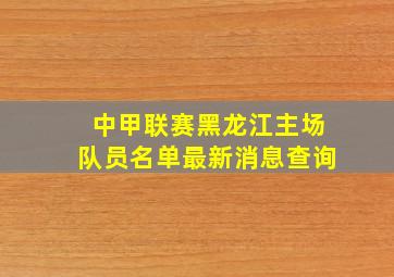 中甲联赛黑龙江主场队员名单最新消息查询