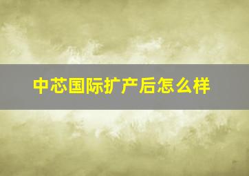 中芯国际扩产后怎么样