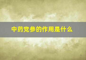 中药党参的作用是什么