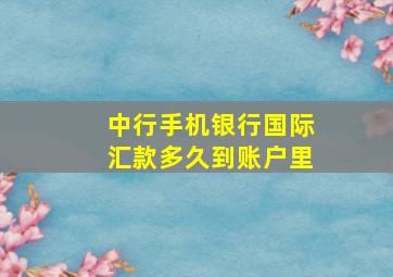 中行手机银行国际汇款多久到账户里