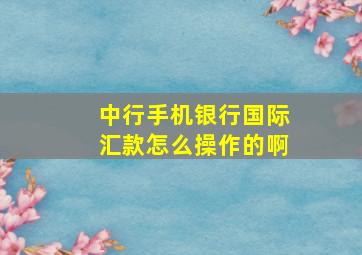 中行手机银行国际汇款怎么操作的啊