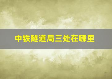 中铁隧道局三处在哪里