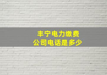 丰宁电力缴费公司电话是多少