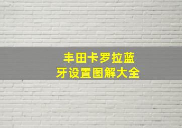 丰田卡罗拉蓝牙设置图解大全