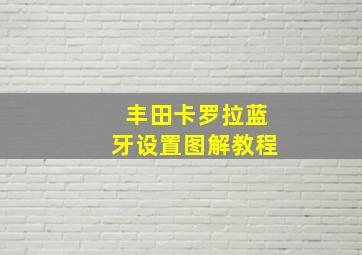 丰田卡罗拉蓝牙设置图解教程