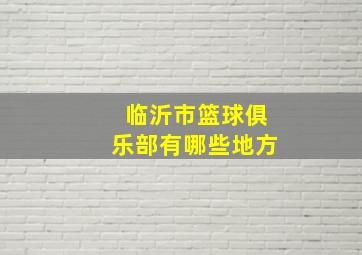 临沂市篮球俱乐部有哪些地方