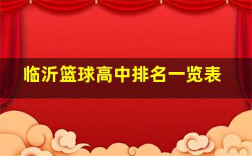 临沂篮球高中排名一览表