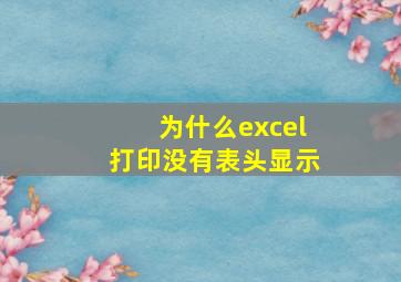 为什么excel打印没有表头显示