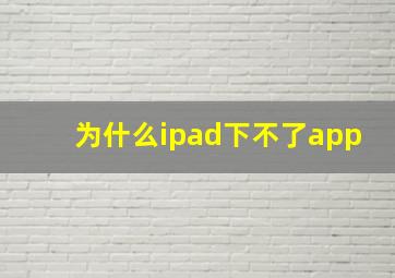 为什么ipad下不了app