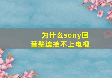 为什么sony回音壁连接不上电视