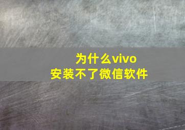 为什么vivo安装不了微信软件