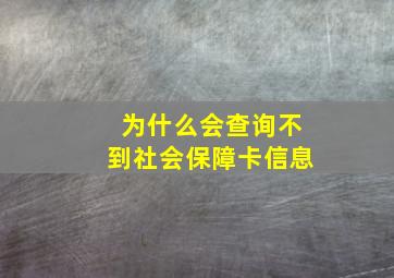 为什么会查询不到社会保障卡信息