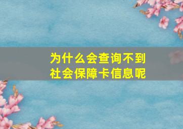 为什么会查询不到社会保障卡信息呢