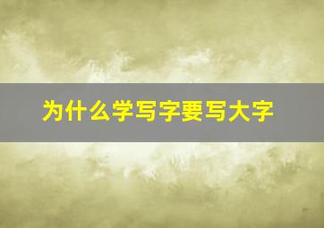 为什么学写字要写大字