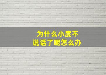 为什么小度不说话了呢怎么办