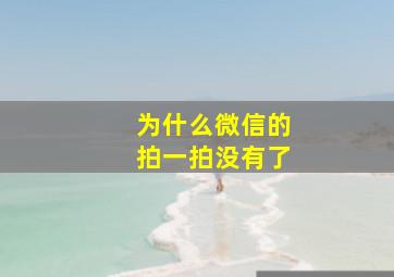 为什么微信的拍一拍没有了