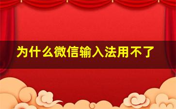 为什么微信输入法用不了