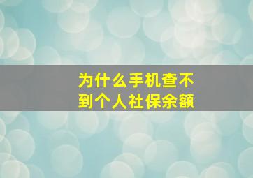 为什么手机查不到个人社保余额