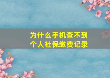 为什么手机查不到个人社保缴费记录