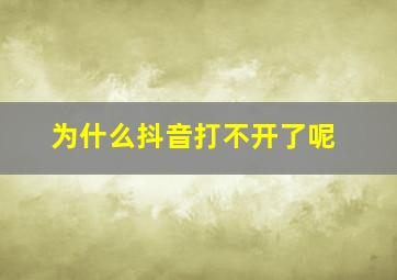 为什么抖音打不开了呢