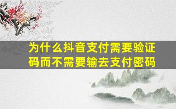 为什么抖音支付需要验证码而不需要输去支付密码