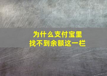 为什么支付宝里找不到余额这一栏