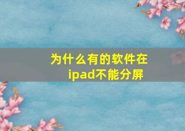 为什么有的软件在ipad不能分屏