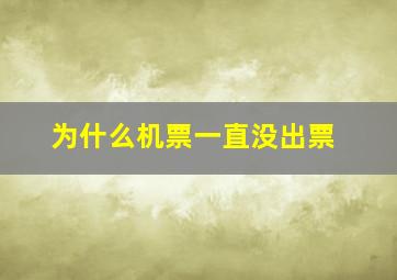 为什么机票一直没出票