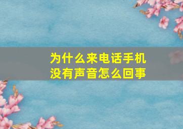 为什么来电话手机没有声音怎么回事