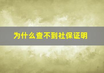 为什么查不到社保证明