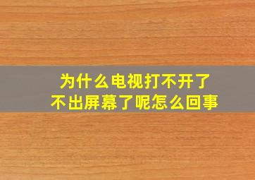 为什么电视打不开了不出屏幕了呢怎么回事