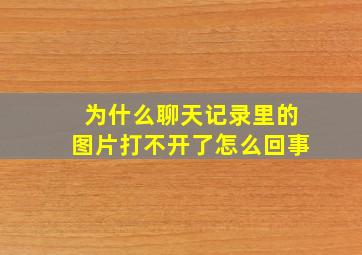 为什么聊天记录里的图片打不开了怎么回事