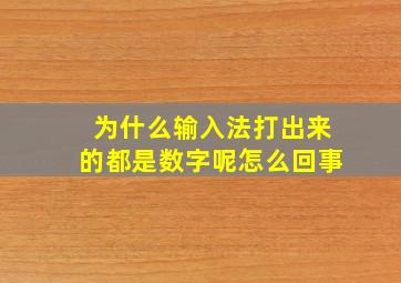 为什么输入法打出来的都是数字呢怎么回事